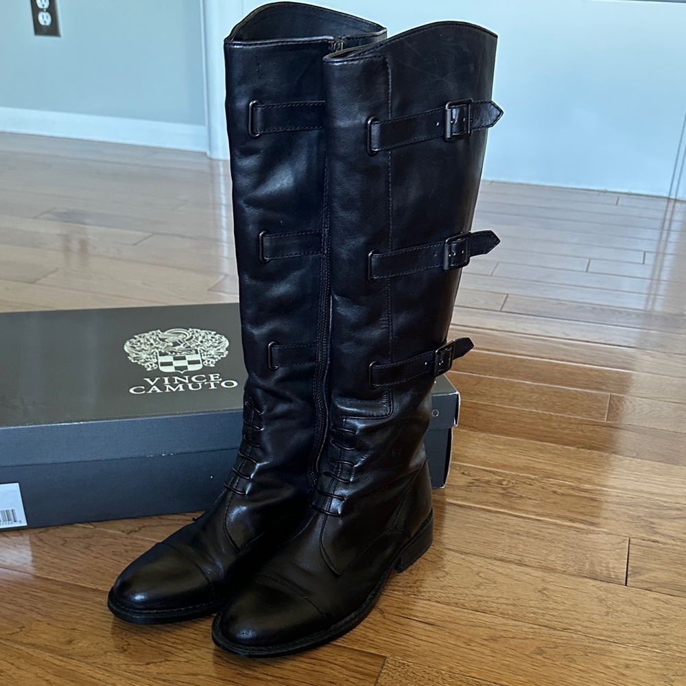 Vince Camuto tall black calf boot. Size 8. EUC.